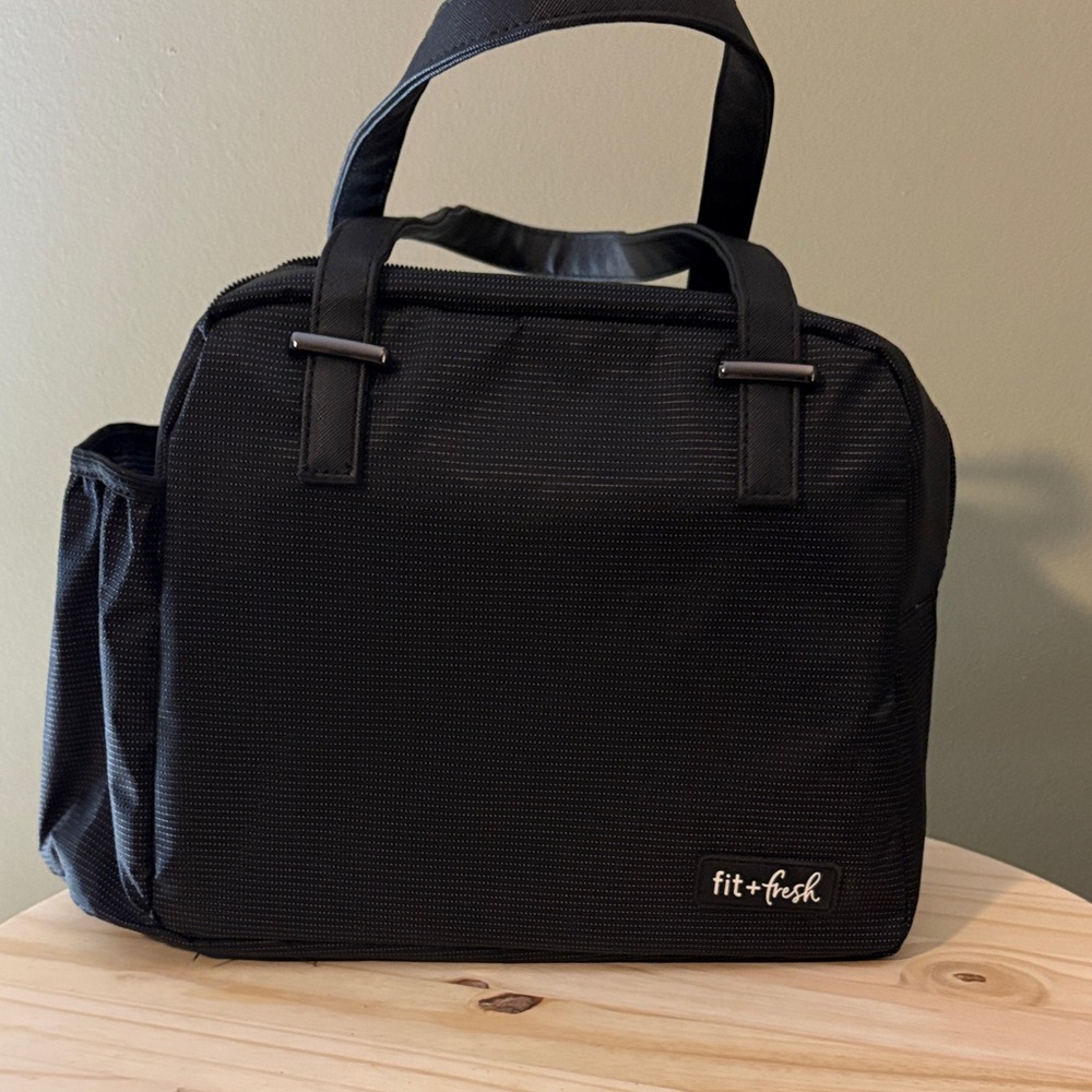 Fit+Fresh Black Insulated Lunch Bag with Top Handles